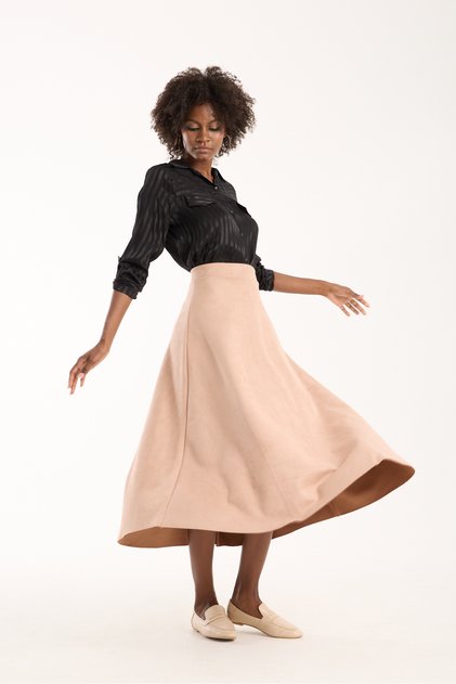 Women's Hijab Suede Flared Maxi Skirt