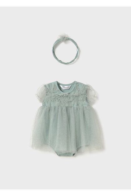 Baby Girl Tulle Dress with Headband Mint
