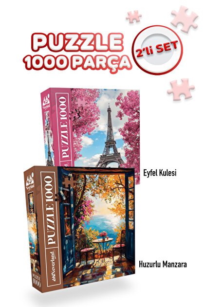 Neverland 2 ADET 1000 PARÇA PUZZLE -KIZ KULESİ ANILARI VE YAĞMURLU