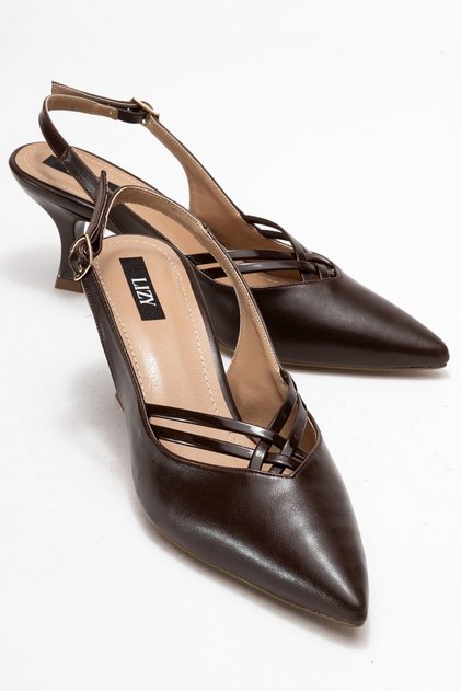 Brown - Women's Cross-Strapped Heeled Shoes