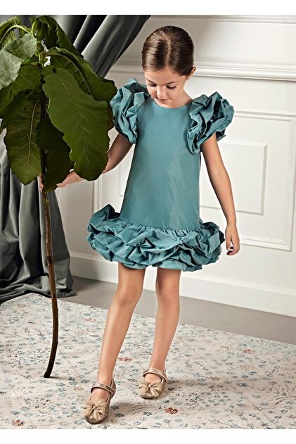 mayoral green dress Mayoral Girls Long Sleeved Jade Green Plaid Dress