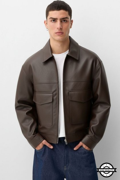 New season oversize trend premium men's leather jacket