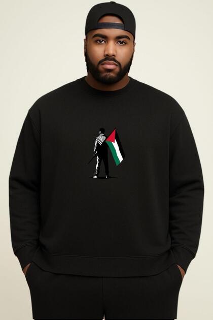 3 Yarn Combed Cotton Palestine Printed Oversized Unisex Sweatshirt