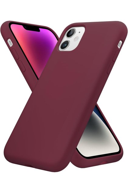 Iphone 11 Lansman Kılıf Içi Kadife Silinebilir Darbeye Dayanıklı Silikon Kapak Bordo
