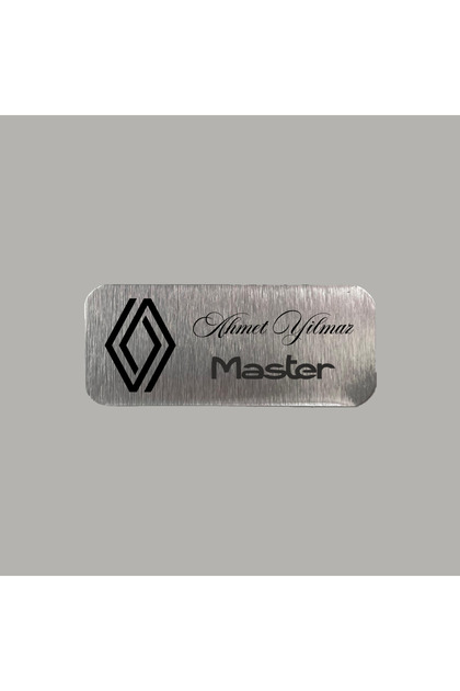 Kişiye Özel Renault Master Yeni Logo Metal Etiket 3x7 cm Arkası Yapışkanlı 1 Adet