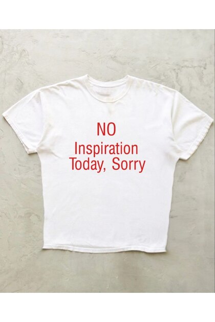 No Inspiration Today White Overfit Molded Lycra Stretchy Y2K Pinterest Baby Tee Crop Top