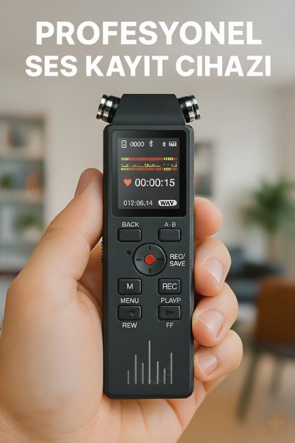 32 GB Premium Yeni Model Led Ekranlı Çift Mikrofonlu Profesyonel Ses Kayıt Cihazı TÜRKÇE MENÜLÜ