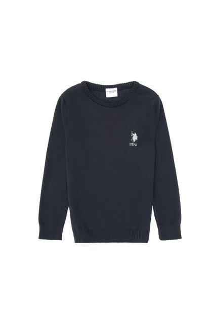 Boy's Navy Blue Crew Neck Basic Sweater 50307845-Vr033