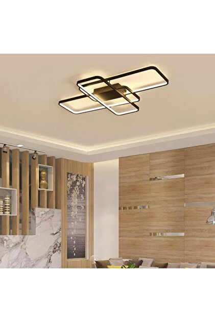 Candelabru LED RFAN, Model R9160/3MB, Cu telecomandă, 3 tipuri de lumină, 68W, Negru