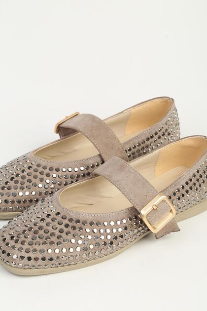 Mink Studded Ballerina Shoes Pc-55213