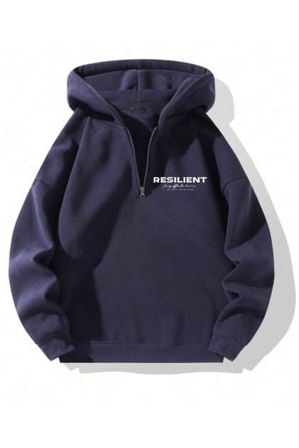 Unisex Erkek/Kadın YARIM KAPÜŞONLU RESILIENT Renkli Özel Pamuklu Oversize Sweatshirt