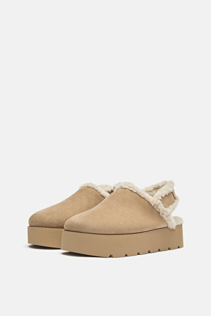 さぼりー！ Pull & Bear Suni yünlü bantlı platform sabo terlik - Fiyatı, Yorumları