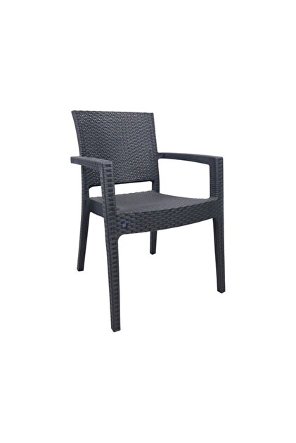 Mandella Zeus 4 Kişilik Camlı Masa Takımı - Antrasit - 90x90 cm