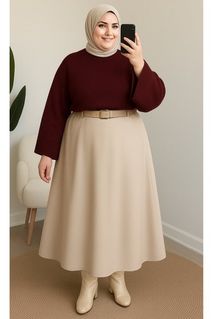 Plus Size Puff Scuba Hijab Skirt
