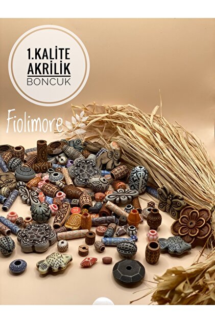 Akrilik Boncuk (50 Gram Adet) Farklı Desen-Farklı Ölçü-Karışık-Aksesuar-Renkli-Çeşit