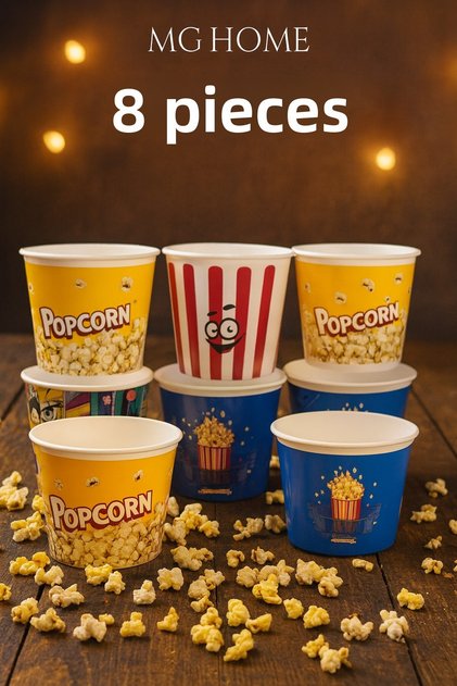 8 Pcs Corn Bucket Chips Bucket Popcorn Bowl 2200 ml Plastic Unbreakable Bucket Popcorn