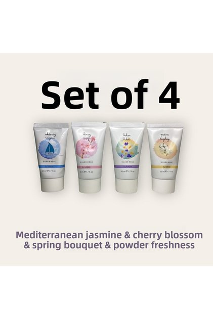 4-Piece Hand Cream Set with Shea Butter Powder: Freshness & Spring Bouquet & Cherry Blossom & Mediterranean Dream