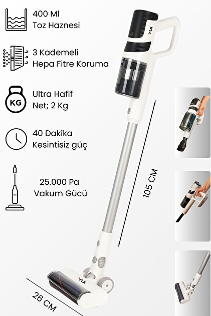 ゆう Yui DS17 2in1 Şarjlı Kablosuz Dikey Süpürge ve El Süpürgesi 25.000