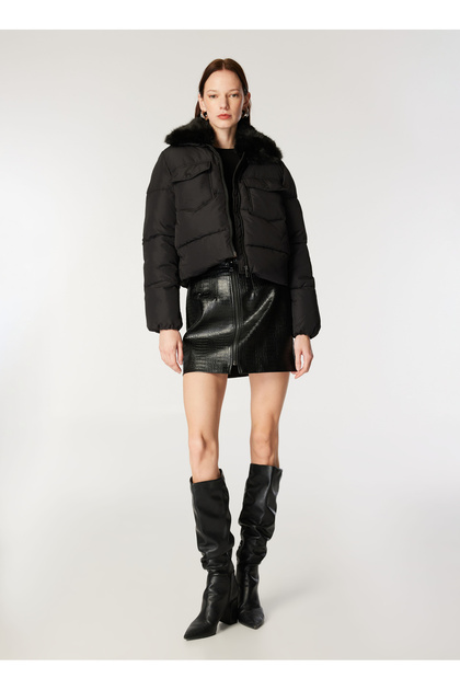 ONLY Siyah Kadın Mont ONLMAGGI FUR PUFFER LIFE CC OTW - Fiyatı