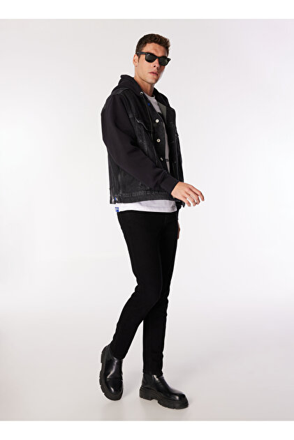 Karl Lagerfeld KLJ MIX MATERIAL DENIM JAC Siyah Erkek Denim Ceket