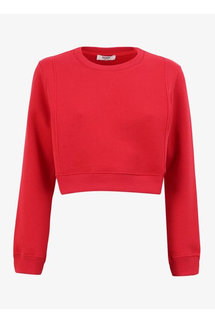 Bisiklet Yaka Düz Kırmızı Kadın Sweatshırt PBF4WL-SWT5635