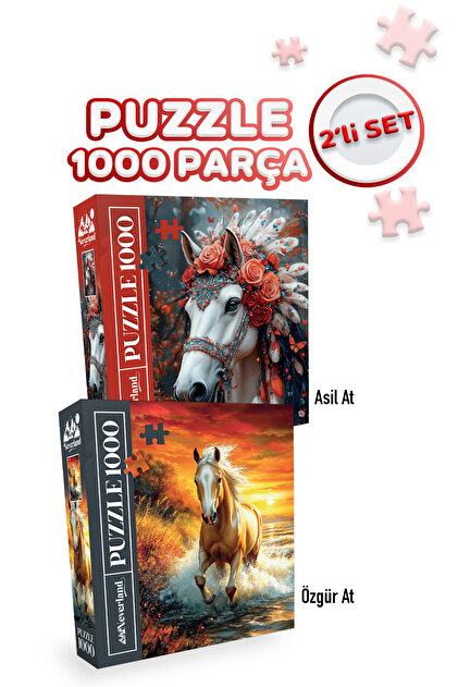 Neverland 2 ADET 1000 PARÇA PUZZLE - ÖZGÜR AT VE ASİL AT - Fiyatı