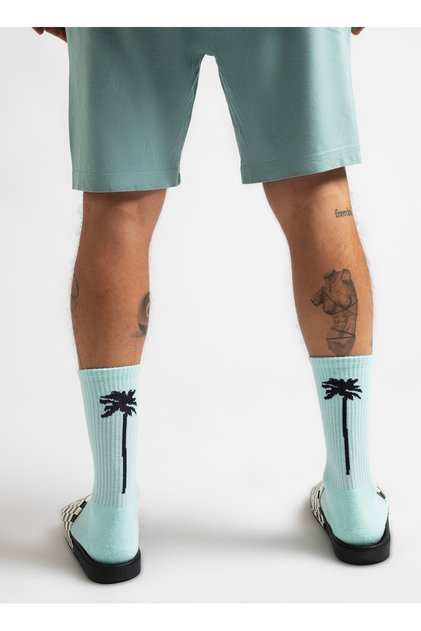 Napalm Light Blue Palm Tree Printed Unisex Sports & Lifestyle Towel Sole Organic Cotton Socks