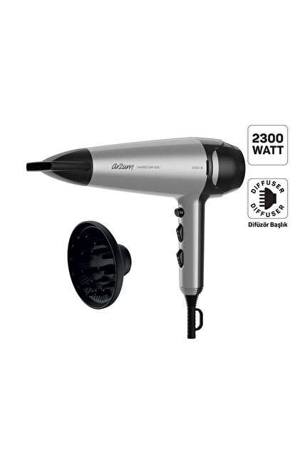 Arzum Hairstar Ionic Diffuser Hair Dryer 2300W Gray - Ar5119- Trendyol