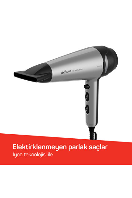 Arzum Hairstar Ionic Diffuser Hair Dryer 2300W Gray - Ar5119- Trendyol