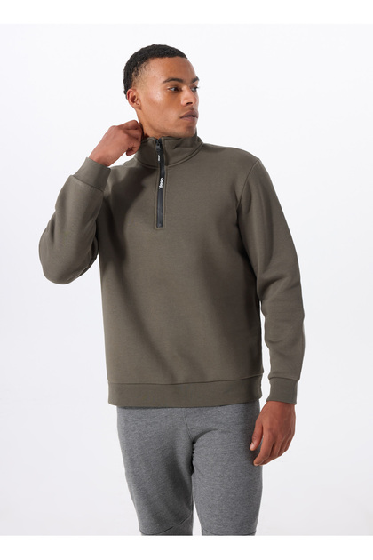 Jeep Haki Erkek Dik Yaka Relaxed Sweatshirt C4WM-SWT4256 - Fiyatı