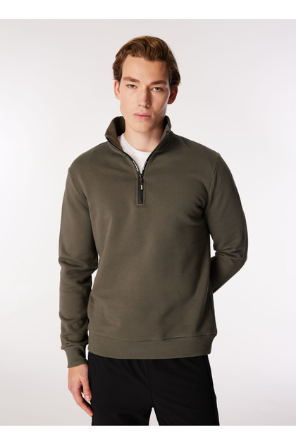 Jeep Haki Erkek Dik Yaka Relaxed Sweatshirt C4WM-SWT4256 - Fiyatı