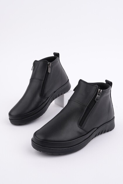Feni̇ks Genuine Leather Double Zipper Women's Boots
