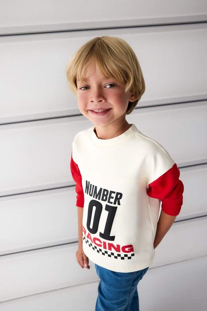 Crew Neck Printed Long Sleeve T-Shirt Baby Boy G1560A525Au