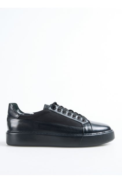 Siyah Erkek Deri - Kumaş Sneaker SEKA-DARREN
