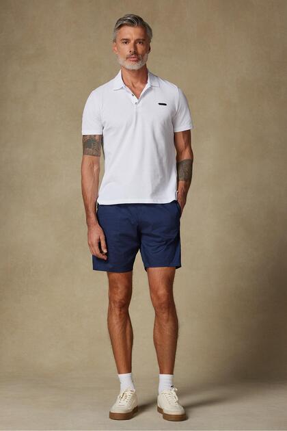 Sky Oxford Stretch Pamuk Karışımlı Comfort Fit Lacivert Erkek Düz Şort