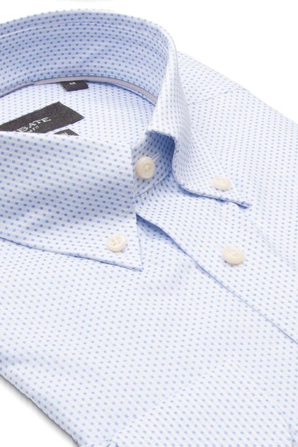 Carlo Armory Cotton Slim Fit Light Blue Button Collar Men's Printed Shirt