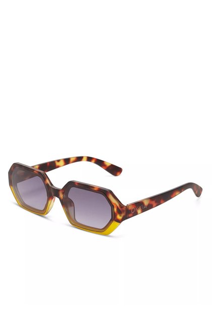 Andrea Hexagon Unisex Sunglasses Havana Yellow Ok022-Hy