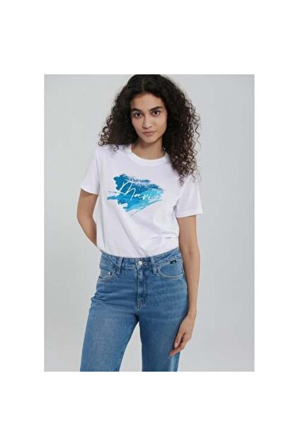 Mavi Baskılı Beyaz Kadın T-shirt M1612240-620 - Fiyatı, Yorumları