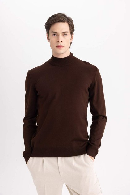 Slim Fit Slim Fit Half Turtleneck Knitwear Sweater B7851Axns