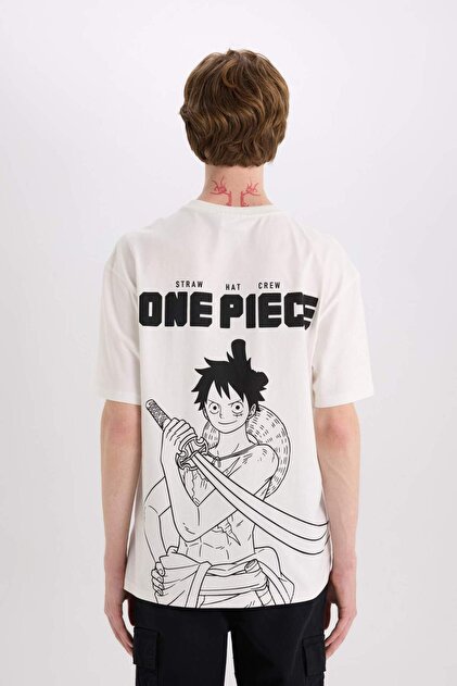 Defacto %100 Pamuk One Piece Boxy Fit Bisiklet Yaka Sırt Baskılı