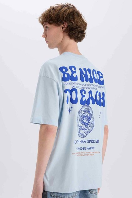100 % Baumwolle, Oversize-T-Shirt mit weitem Schnitt, Rundhalsausschnitt und Rücken, bedruckt, kurzärmelig, D7277AX25SP