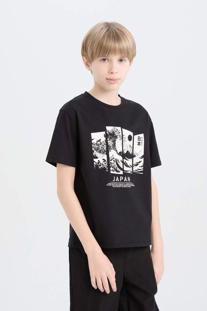 100% Cotton Crew Neck Printed Short Sleeve T-Shirt for Boys D9278A825Sm