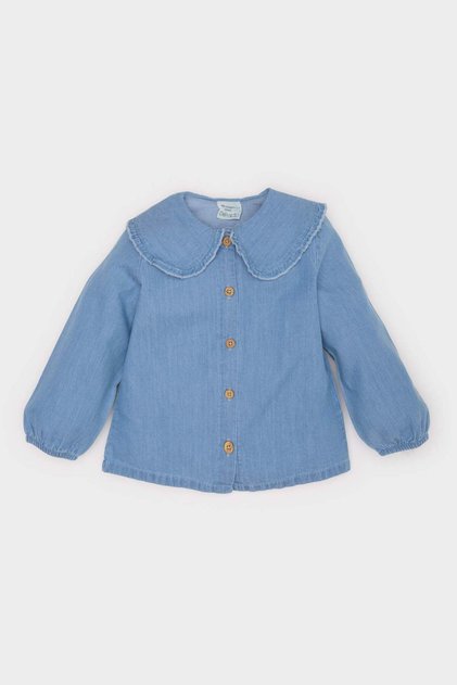 Baby Girl Big Collar Jean Look Long Sleeve Shirt E2835A525Sp