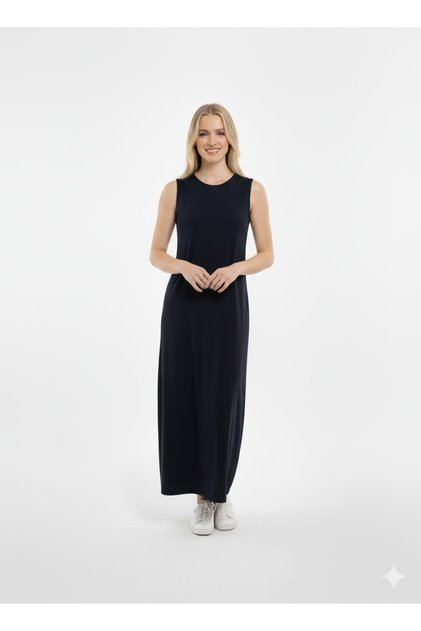 2270_Women'S, Japanese Sleeve (Sleeveless), 100% Cotton Interlock Long Length Gilet Dress