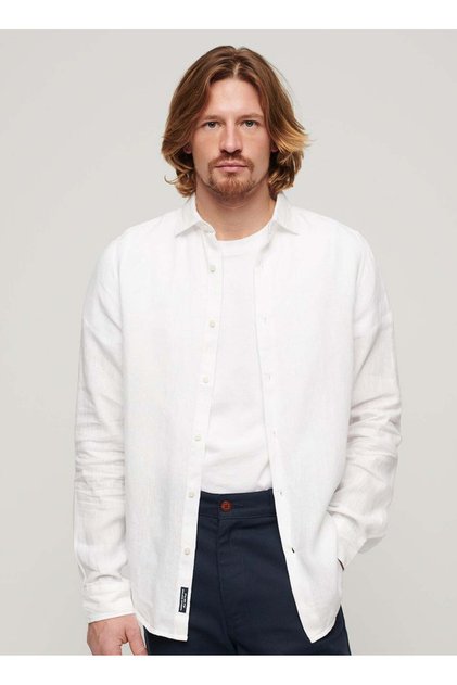 Normal Beyaz Düz Erkek Gömlek M4010607A01C_STUDIOS CASUAL LINEN L