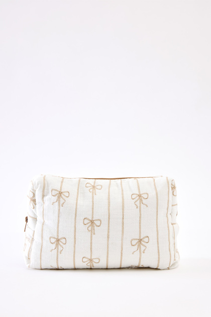 100% Cotton Muslin Care Bag - Ribbon / Beige