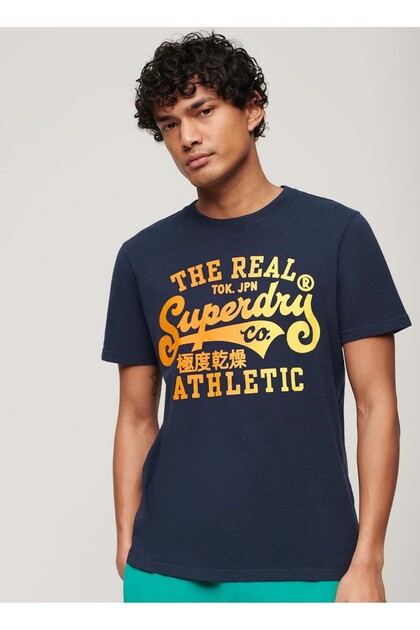 SUPERDRY Bisiklet Yaka Baskılı Gri Erkek T-Shirt