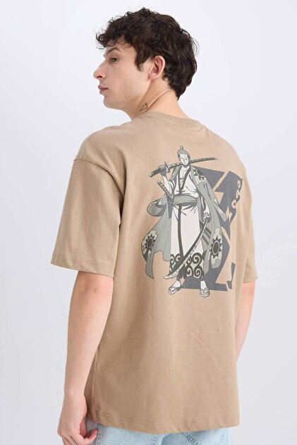 Defacto %100 Pamuk One Piece Boxy Fit Bisiklet Yaka Sırt Baskılı