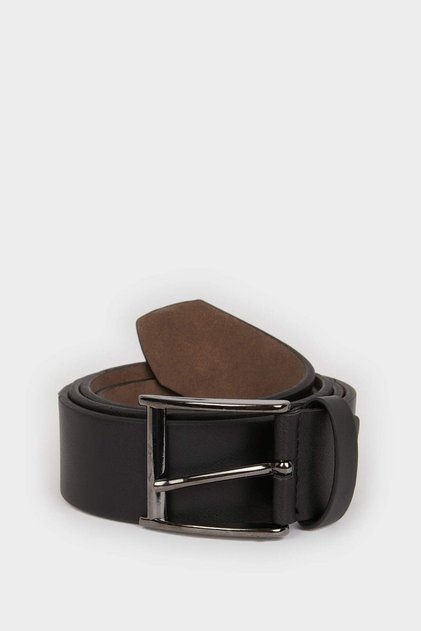 Men's Rectangular Buckle Faux Leather Classic Belt S4214Azns