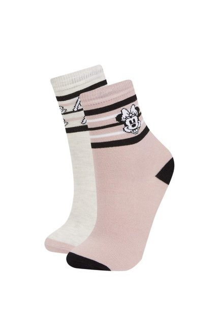 Girls' Disney Mickey & Minnie 2-Piece Cotton Long Socks D1738A8Ns